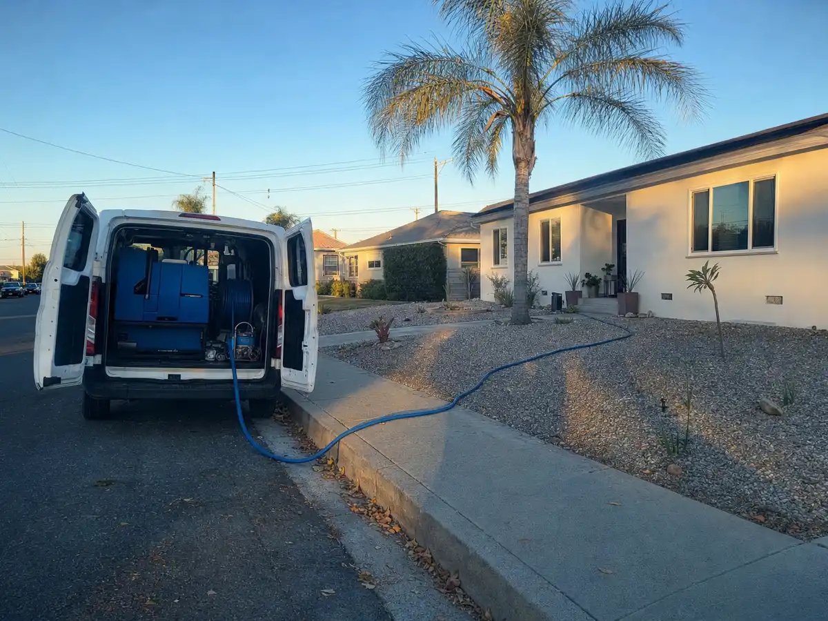 Service van arriving on a Marina Del Rey, CA street — local same-day coverage